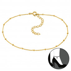 Cable Chain with Round Cylinders Sterling Silver Anklet