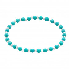 Silver Ball Bracelet with Imitation Stone