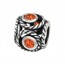 Silver Round Bead with Cubic Zirconia