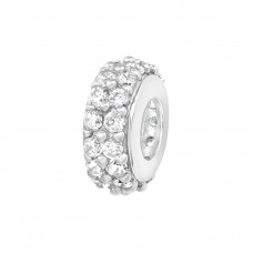 Silver Round Bead with Cubic Zirconia
