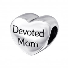 Silver Devoted Mom Bead