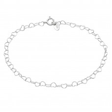 18cm Heart Chain Sterling Silver Bracelet