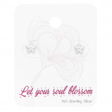 Silver Star Ear Studs on Blossom Card