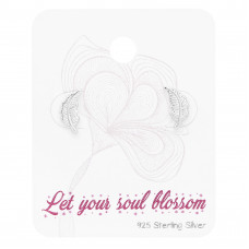 Silver Feather Ear Studs on Blossom Card