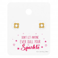 Flower Sterling Silver Ear Studs on Card with 5mm Imitation Pearl