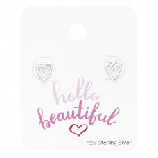 7mm Heart Sterling Silver Ear Studs on Beautiful Card