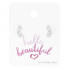 Silver Triple Star Ear Studs on Hello Beautiful Card
