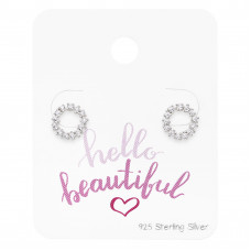 Sparking Wreath Sterling Silver Ear Studs Set and Jewelry on Card with Cubic Zirconia