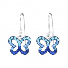 Silver Butterfly Earrings with Crystal