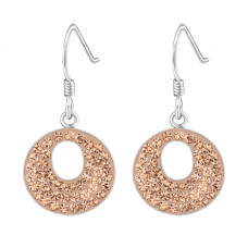 Silver Round Earrings with Crystal