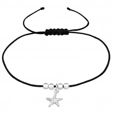 Silver Starfish Adjustable Corded Bracelet