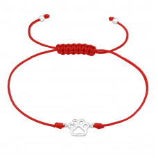 Silver Paw Print Corded Bracelet