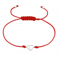 Silver Heart Adjustable Corded Bracelet