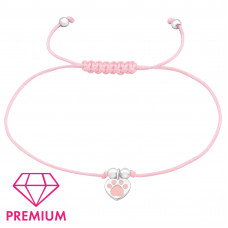 Children's Silver Paw Print Adjustable Corded Bracelet with Epoxy