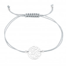 Silver Tree Of Life Adjustable Corded Bracelet
