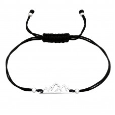 Silver Laser Cut Mountain Adjustable Corded Bracelet