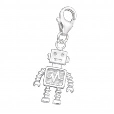 Silver Robot Clip on Charm