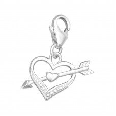Silver Heart and Arrow Clip on Charm