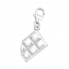Chocolate Bar Sterling Silver Clip on Charm with Epoxy