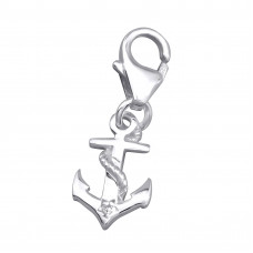 Silver Anchor Clip on Charm