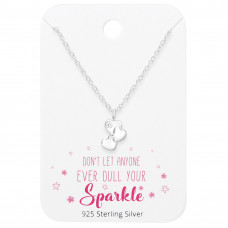 Silver Triple Heart Necklace with Cubic Zirconia on Motivational Quote Card