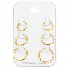 Sterling Silver Ear Hoop Set and Jewelry on Card (10-12-14mm)