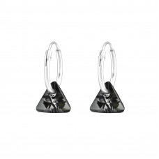 Triangle Sterling Silver Earrings with Genuine European Crystal