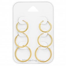 Sterling Silver Ear Hoop Set and Jewelry on Card (12-14-16mm)