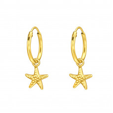 Silver Ear Hoops with Hanging Starfish