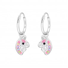 Unicorn Children's Sterling Silver Hoops with Crystal