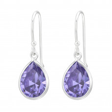 Tear Drop Sterling Silver Earrings with Cubic Zirconia