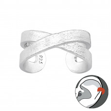 Silver Cross Brush Effect Ear Cuff