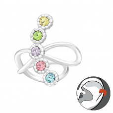Silver Colorful Ear Cuff with Crystal