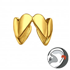 Four Hearts Sterling Silver Gold Plated Ear Cuff