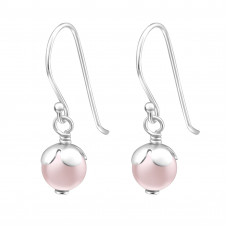 Sterling Silver Round Earrings with 6mm European Crystal Pearls