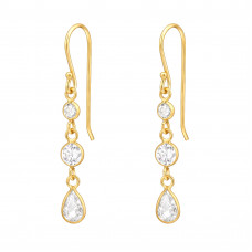Geometrical 3 Layer Dangling Sterling Silver Earrings with Cubic Zirconia