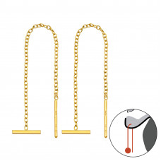 Thread Through Bar Sterling Silver Earrings