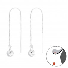 Silver Thread Through Round 5mm Earrings with Cubic Zirconia