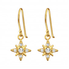 Silver Northern Star Earrings with Cubic Zirconia and Crystal