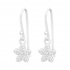 Silver Flower Earrings with Cubic Zirconia