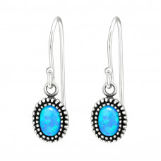 Silver Oval Earrings with Synthetic Opal