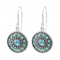 Silver Mosaic Earrings with Crystal