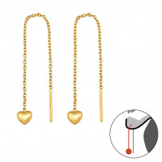 Thread Through Heart Sterling Silver Earrings