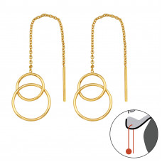 Thread Through Double Circle Sterling Silver Earrings