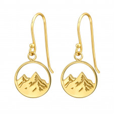 12mm Mountain Sterling Silver Gold Plated Earrings