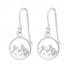 12mm Mountain Sterling Silver Earrings