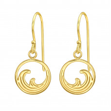 12mm Wave Sterling Silver Gold Plated Earrings
