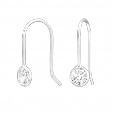 Sterling Silver Earrings with Round 4mm Cubic Zirconia