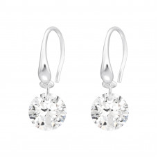 Silver Round 8mm Earrings with Cubic Zirconia