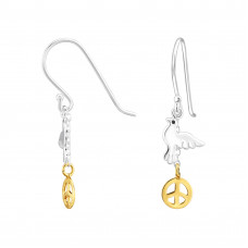 Peace Dove Sterling Silver Earrings with Epoxy